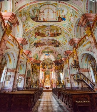 The picturesque Rein Abbey church interior, founded in 1129, the oldest Cistercian abbey in the world, located in Rein near Graz, Steiermark, Austria
