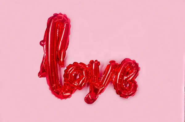Červená Valentýn Láska Dopis Tvaru Fólie Balónky Srdce Fólie Balónky — Stock fotografie