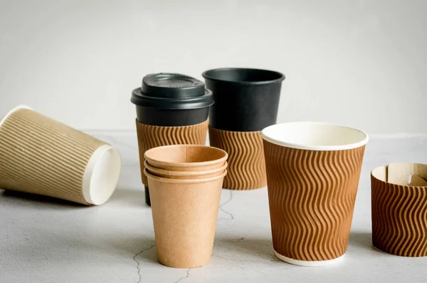Many Different Craft Paper Disposable Cups Set Craft Paper Cups — Stock Fotó