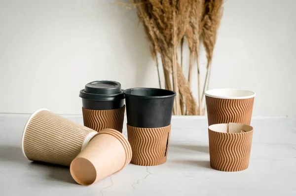 Many Different Craft Paper Disposable Cups Set Craft Paper Cups — Stock Fotó