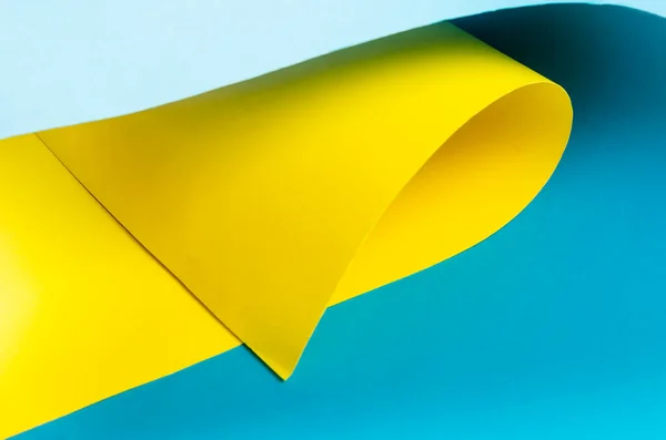 Color Papers Geometry Flat Composition Background Yellow Blue Tones Colors — стоковое фото