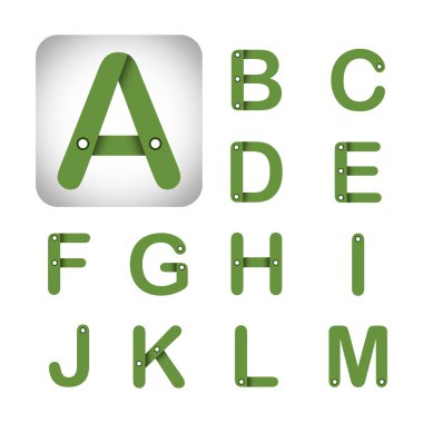 Beyaz alfabesinde yeşil modern vektör