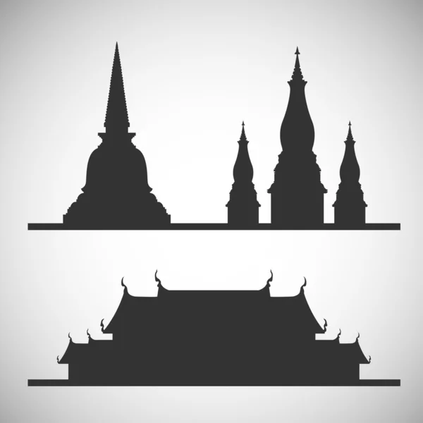 Stoepa en tempel silhouet — Stockvector