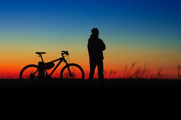 Silhouette cycliste — Photo
