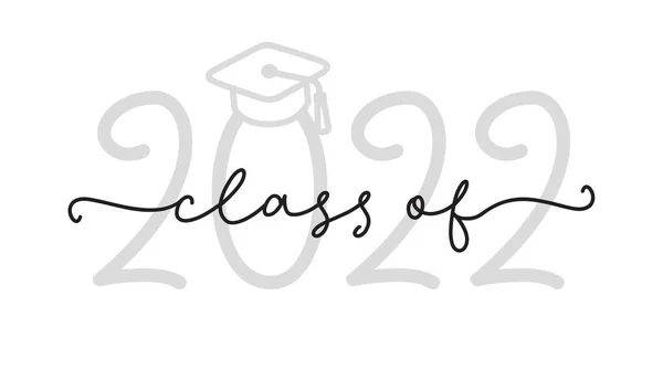 Clase 2022 Logotipo Graduación Con Tapa Diploma Para Escuela Secundaria — Vector de stock