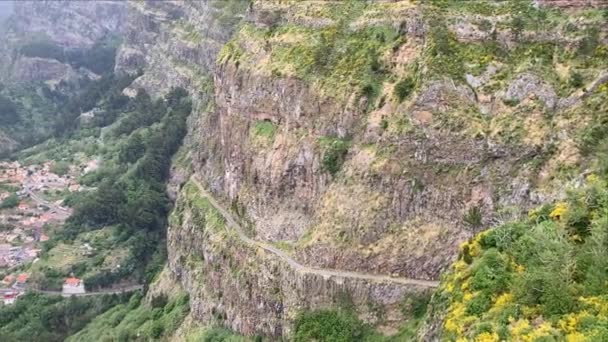 Vista Curral Das Freiras Pluma Las Monjas Madeira Portugal — Vídeo de stock