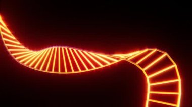 DNA genom dizisi yapısı animasyonu. Siyah arkaplanda turuncu DNA ikizi vida iplikleri, üç boyutlu animasyon.