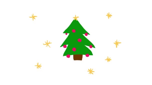 Hand Drawn Cartoon Christmas Tree Animation — Stock Video