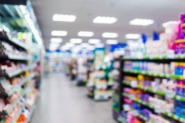 Unfocused Shot Supermarket Interior Blurry Hypermarket Mall Shopping Center Background — Stock Photo, Image