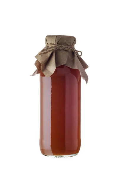 Ukrainian Carpathian Rhubarb Syrup Bottle Isolated White Sweet Pieplant Sirup — Stock Photo, Image