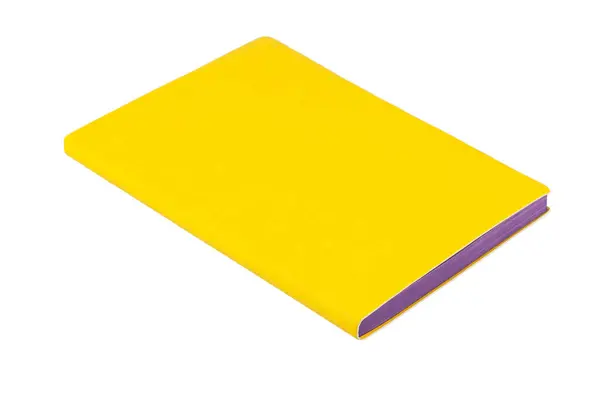 Sarı Kapaklı Defter Kitap Düzeni Beyaz Arkaplanda Izole — Stok fotoğraf