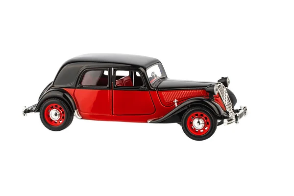 Vintage Retro Car Model Red Body Isolated White Background — Stock Photo, Image