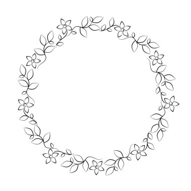 Çiçekli siyah-beyaz yuvarlak çelenk