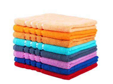 Renkli banyo havlusu, yumuşak terli kumaş, doku.