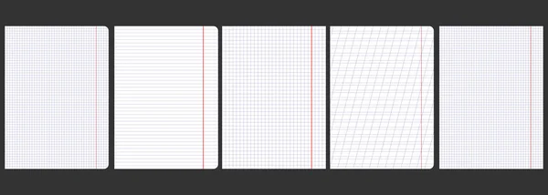 Feuilles Cahier Cahier École Dans Une Cage Une Règle — Image vectorielle