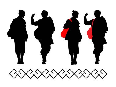 Siyah erkek ve kız siluetleri beyaz bir arkaplanda metin için hareket halinde