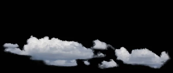 在黑色背景上隔绝的白色蓬松的云彩 — 图库照片
