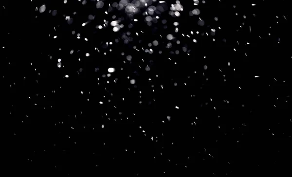雪花飘落的质感 覆盖在黑色背景上的一层 — 图库照片