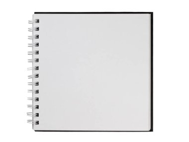 Beyaz arka planda izole edilmiş boş sayfaları olan bir ciltli kitabın yayılması.