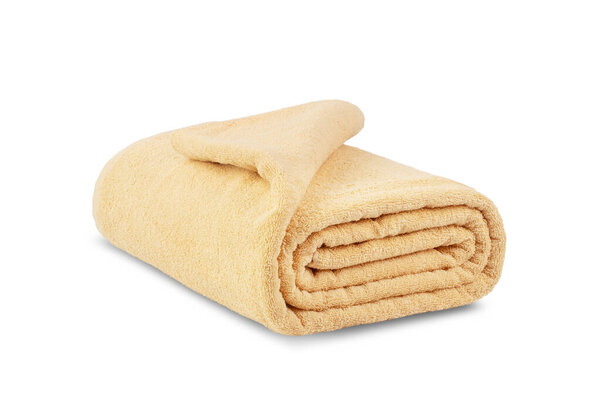 Терри полотенца ванны и простыни из хлопка, обрезка изолировать на белом фоне