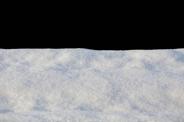 Λευκό Χιόνι Στο Φως Της Ημέρας Φόντο Απομονώσει Μαύρο Φόντο — Φωτογραφία Αρχείου