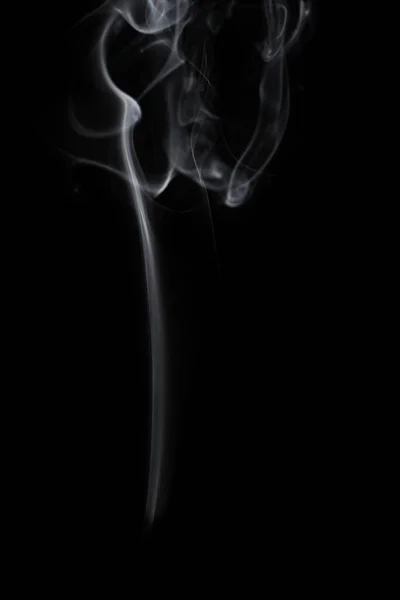 Bougie Cire Avec Mèche Brûlante Fumée Isolée Sur Fond Noir — Photo