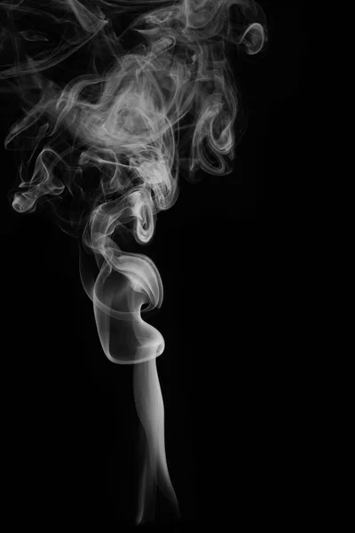 Wax Candle Burning Wick Smoke Isolated Black Background — Stock Photo, Image