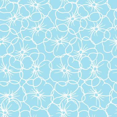 Elle çizilmiş çiçeklerin ve bitki elementlerinin kusursuz deseni