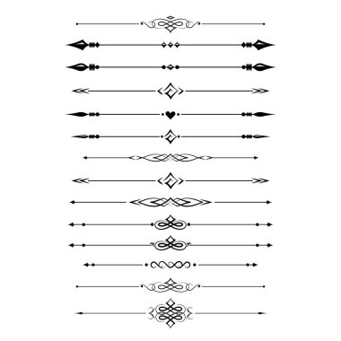 black and white set of delimiters for text, dividers clipart