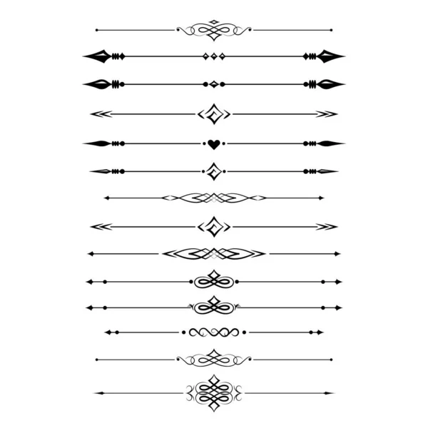 Blanco Negro Conjunto Delimitadores Texto Divisores — Archivo Imágenes Vectoriales