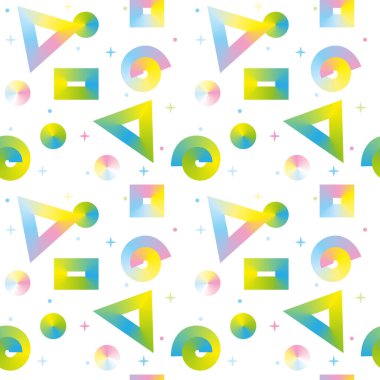 Yeşil arkaplanda soyut şekillere sahip kusursuz desen