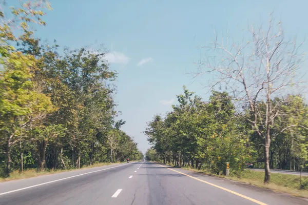 Movimento Astratto Sfocato Strada Con Albero Verde — Foto Stock