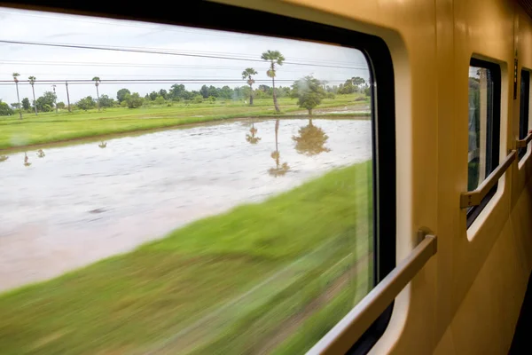 Nature View Looking Train Rural Thailand — Stock Photo, Image