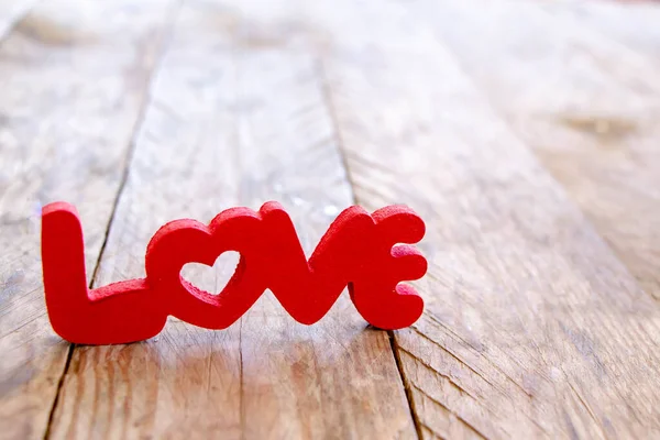 Valentinstag Konzept Wortliebe Roten Lettern Auf Holztisch — Stockfoto