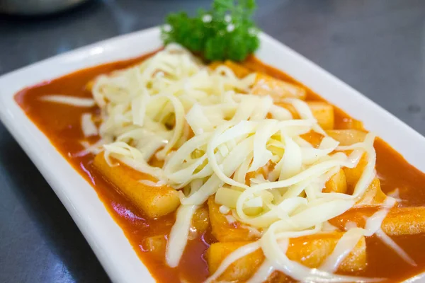 Tok Bokki Tok Pok Prato Tradicional Coreano Feito Farinha Cozida — Fotografia de Stock