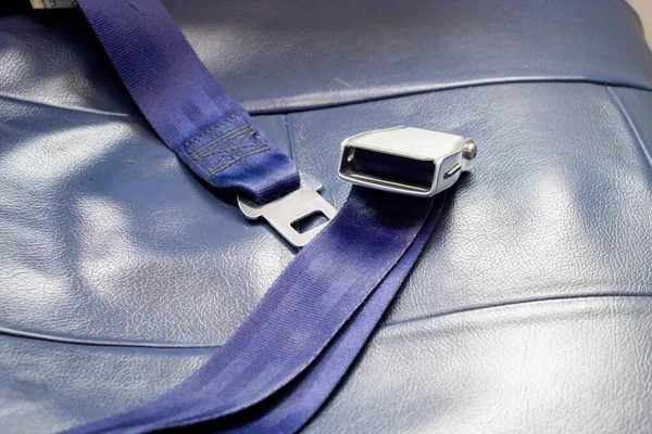 Cinturón Seguridad Asiento Azul Avión —  Fotos de Stock