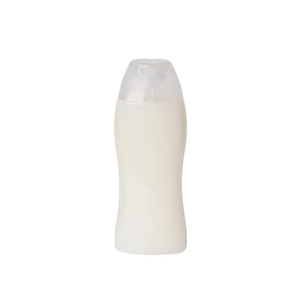 Bílá Plastová Láhev Izolované Bílém Pozadí Obaly Hygienických Výrobků — Stock fotografie