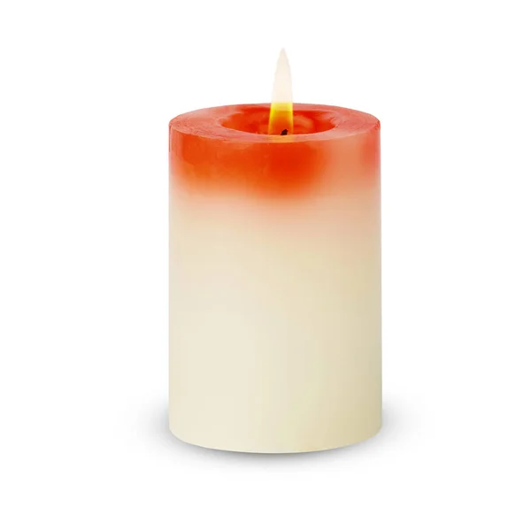 Candela Natale Isolata Sfondo Bianco Candela Cera Rotonda Cilindrica — Foto Stock