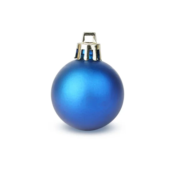 Christmas Blue Matte Ball Isolated White Background Festive Decoration Tree — Stock Photo, Image