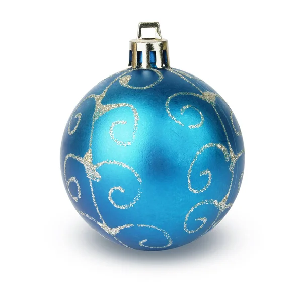 Blue Christmas Ball Isolated White Background Christmas Toy — Stock Photo, Image