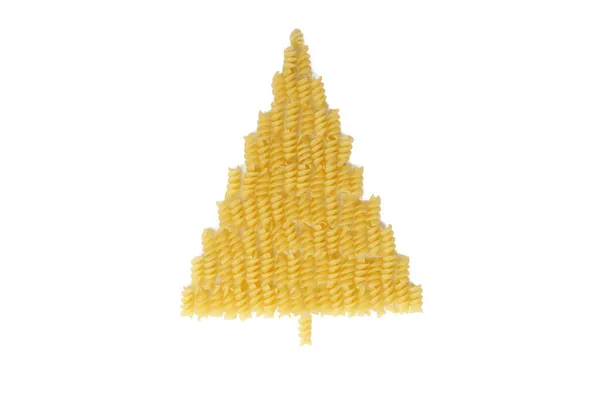 Weihnachtsbaum Aus Pasta Isoliert Auf Weißem Hintergrund Weihnachtsferien — Stockfoto