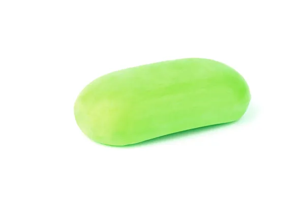 在白色背景上隔离的马桶肥皂 绿色肥皂吧 — 图库照片