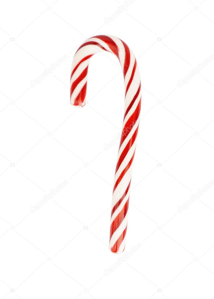 christmas striped lollipops isolated on white background. traditional new year candies