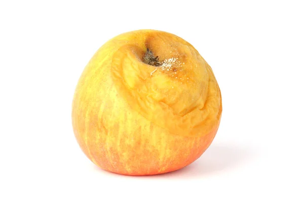 Σάπιο Μήλο Απομονωμένο Λευκό Φόντο Ανθυγιεινά Τρόφιμα — Φωτογραφία Αρχείου