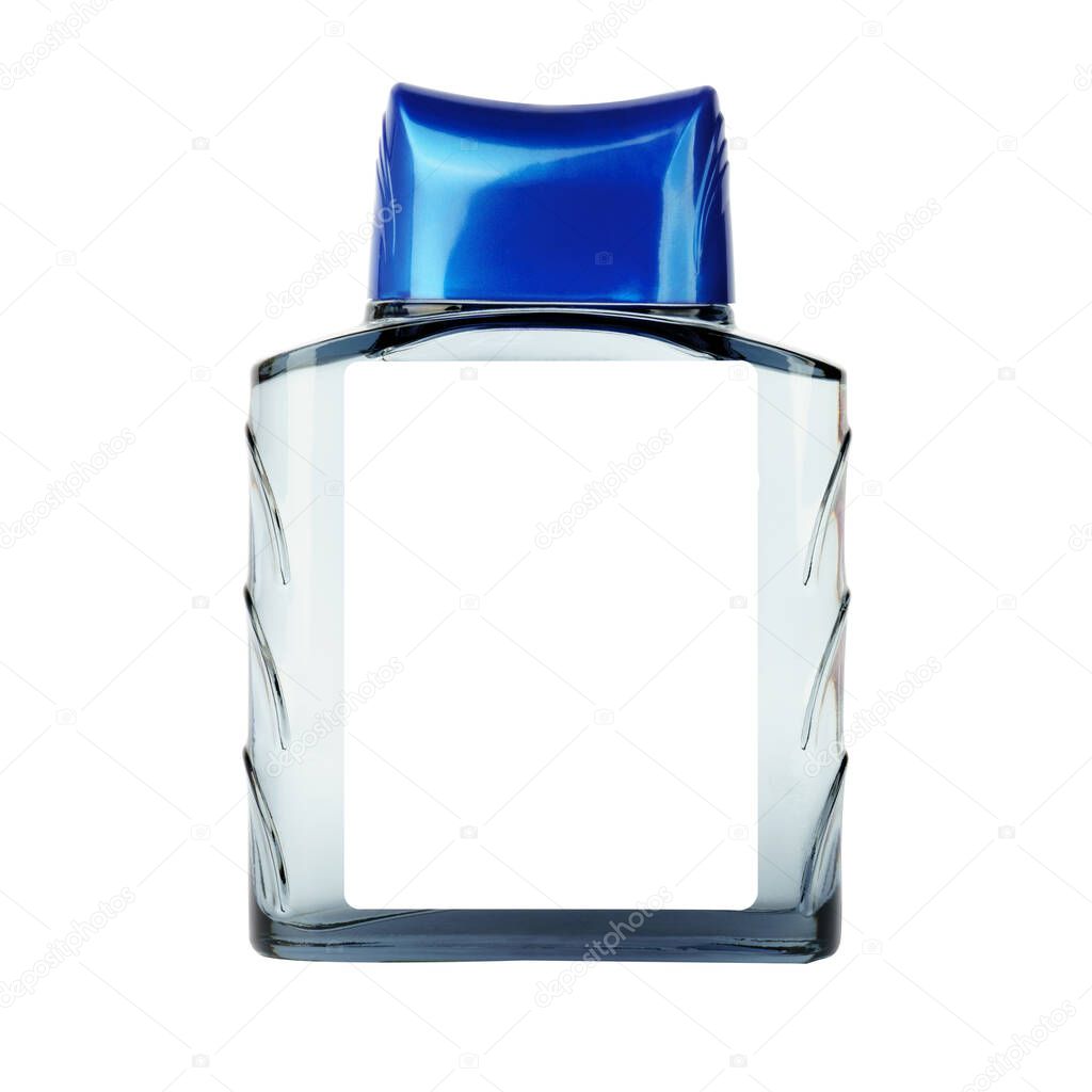 perfume bottle with male fragrance isolated on white background