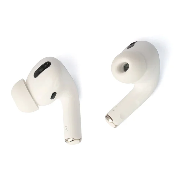 Paar Weiße Drahtlose Kopfhörer Isoliert Auf Weißem Hintergrund — Stockfoto