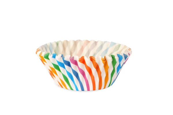彩色纸杯 用于在白色背景上隔离的纸杯蛋糕 — 图库照片