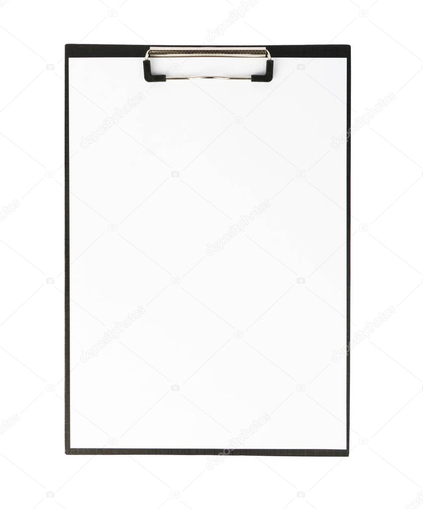 clipboard with blank sheet isolated on white