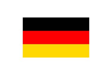 Almanya bayrağı beyaz arka planda izole edildi. Ulusal bayrak sembolünün resmi rengi. simge