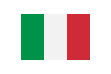 İtalya bayrağı beyaz arka planda izole edilmiş. Ulusal bayrak sembolünün resmi rengi. simge